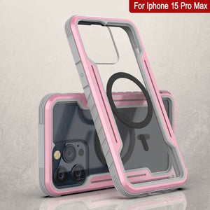 Coque de défense Punkcase iPhone 15 Pro Max Armor Stealth MAG Case protectrice de qualité militaire à couches multiples [Or Rose]