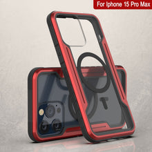 Charger l&#39;image dans la galerie, Coque de protection Punkcase iPhone 15 Pro Max Armor Stealth MAG Defense, de qualité militaire, avec couverture multicouche [Rouge].
