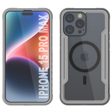 Charger l&#39;image dans la galerie, Coque de protection Punkcase Armor Stealth MAG Defense pour iPhone 15 Pro Max, de qualité militaire, avec couverture multicouche [grise].
