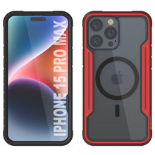 Charger l&#39;image dans la galerie, Coque de protection Punkcase iPhone 15 Pro Max Armor Stealth MAG Defense, de qualité militaire, avec couverture multicouche [Rouge].
