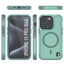 Charger l&#39;image dans la galerie, Coque PunkCase pour iPhone 15 Pro Max, Série Spartan 2.0, transparente, robuste et résistance, avec protecteur d&#39;écran intégré [bleu-vert].
