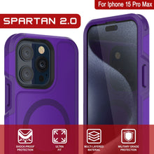 Charger l&#39;image dans la galerie, Étui PunkCase pour iPhone 15 Pro Max, [Série Spartan 2.0] Coque robuste transparente avec protecteur d&#39;écran intégré [violet]

