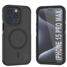 Charger l&#39;image dans la galerie, Coque PunkCase pour iPhone 15 Pro Max, Série Spartan 2.0, transparente, robuste, avec protecteur d&#39;écran intégré, noir.
