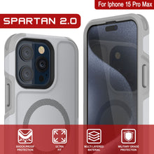 Charger l&#39;image dans la galerie, Coque PunkCase pour iPhone 15 Pro Max, Série Spartan 2.0, Housse Robuste Transparente avec Protège-écran intégré [blanc]
