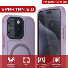 Charger l&#39;image dans la galerie, Coque PunkCase pour iPhone 15 Pro Max, Série Spartan 2.0, transparente, solide et résistance, avec protecteur d&#39;écran intégré [lilas]
