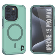 Charger l&#39;image dans la galerie, Coque PunkCase pour iPhone 15 Pro Max, Série Spartan 2.0, transparente, robuste et résistance, avec protecteur d&#39;écran intégré [bleu-vert].
