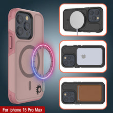 Charger l&#39;image dans la galerie, Coque PunkCase pour iPhone 15 Pro Max, Série Spartan 2.0, transparente, robuste et résistance avec protection d&#39;écran intégrée [rose]
