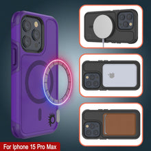 Charger l&#39;image dans la galerie, Étui PunkCase pour iPhone 15 Pro Max, [Série Spartan 2.0] Coque robuste transparente avec protecteur d&#39;écran intégré [violet]
