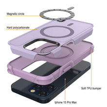 Charger l&#39;image dans la galerie, Coque PunkCase pour iPhone 15 Pro Max, Série Spartan 2.0, transparente, solide et résistance, avec protecteur d&#39;écran intégré [lilas]
