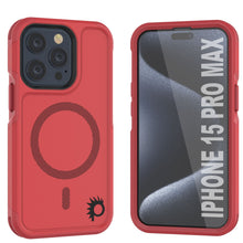 Charger l&#39;image dans la galerie, Coque PunkCase pour iPhone 15 Pro Max, série Spartan 2.0, transparente, robuste et durable, avec protecteur d&#39;écran intégré [rouge].
