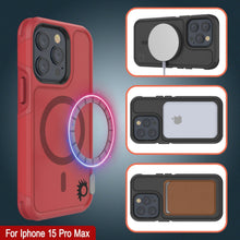 Charger l&#39;image dans la galerie, Coque PunkCase pour iPhone 15 Pro Max, série Spartan 2.0, transparente, robuste et durable, avec protecteur d&#39;écran intégré [rouge].
