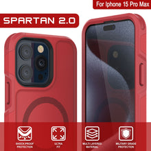 Charger l&#39;image dans la galerie, Coque PunkCase pour iPhone 15 Pro Max, série Spartan 2.0, transparente, robuste et durable, avec protecteur d&#39;écran intégré [rouge].
