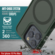 Charger l&#39;image dans la galerie, Coque PunkCase pour iPhone 15 Pro Max, [Série Spartan 2.0] Couverture robuste transparente avec protecteur d&#39;écran intégré [vert foncé]
