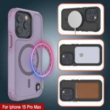 Charger l&#39;image dans la galerie, Coque PunkCase pour iPhone 15 Pro Max, Série Spartan 2.0, transparente, solide et résistance, avec protecteur d&#39;écran intégré [lilas]

