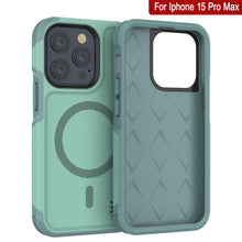 Charger l&#39;image dans la galerie, Coque PunkCase pour iPhone 15 Pro Max, Série Spartan 2.0, transparente, robuste et résistance, avec protecteur d&#39;écran intégré [bleu-vert].

