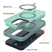 Charger l&#39;image dans la galerie, Coque PunkCase pour iPhone 15 Pro Max, Série Spartan 2.0, transparente, robuste et résistance, avec protecteur d&#39;écran intégré [bleu-vert].
