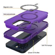 Charger l&#39;image dans la galerie, Étui PunkCase pour iPhone 15 Pro Max, [Série Spartan 2.0] Coque robuste transparente avec protecteur d&#39;écran intégré [violet]
