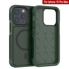 Charger l&#39;image dans la galerie, Coque PunkCase pour iPhone 15 Pro Max, [Série Spartan 2.0] Couverture robuste transparente avec protecteur d&#39;écran intégré [vert foncé]
