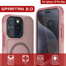 Charger l&#39;image dans la galerie, Coque PunkCase pour iPhone 15 Pro Max, Série Spartan 2.0, transparente, robuste et résistance avec protection d&#39;écran intégrée [rose]

