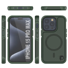 Charger l&#39;image dans la galerie, Coque PunkCase pour iPhone 15 Pro Max, [Série Spartan 2.0] Couverture robuste transparente avec protecteur d&#39;écran intégré [vert foncé]
