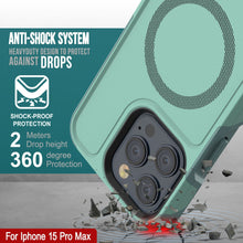 Charger l&#39;image dans la galerie, Coque PunkCase pour iPhone 15 Pro Max, Série Spartan 2.0, transparente, robuste et résistance, avec protecteur d&#39;écran intégré [bleu-vert].
