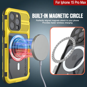 Coque étanche en aluminium pour iPhone 16 Pro Max Metal Extreme 2.0 Series IP68 avec protection d'écran intégrée [Jaune]