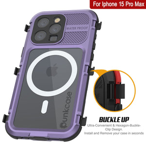 Coque étanche en aluminium pour iPhone 16 Pro Max Metal Extreme 2.0 Series IP68 avec protection d'écran intégrée [Violet]