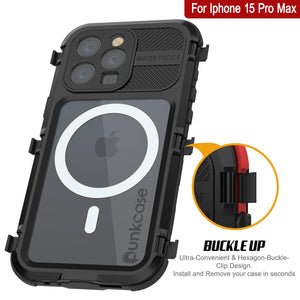 Coque étanche en aluminium pour iPhone 16 Pro Max Metal Extreme 2.0 Series IP68 avec protection d'écran intégrée [Noir]