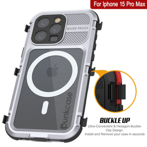 Coque étanche en aluminium pour iPhone 16 Pro Max Metal Extreme 2.0 Series IP68 avec protection d'écran intégrée [Blanc]