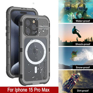 Coque étanche en aluminium pour iPhone 16 Pro Max Metal Extreme 2.0 Series IP68 avec protection d'écran intégrée [Argent]