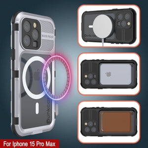 Coque étanche en aluminium pour iPhone 16 Pro Max Metal Extreme 2.0 Series IP68 avec protection d'écran intégrée [Blanc]