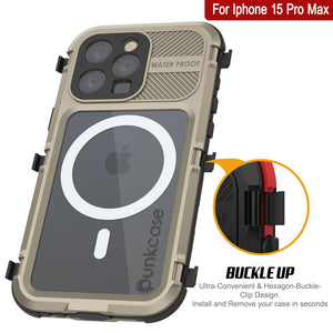 Coque étanche en aluminium pour iPhone 16 Pro Max Metal Extreme 2.0 Series IP68 avec protecteur d'écran intégré [Or]