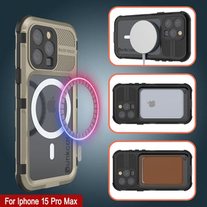 Coque étanche en aluminium pour iPhone 16 Pro Max Metal Extreme 2.0 Series IP68 avec protecteur d'écran intégré [Or]