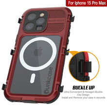 Load image into Gallery viewer, Coque étanche en aluminium pour iPhone 16 Pro Max Metal Extreme 2.0 Series IP68 avec protection d&#39;écran intégrée [rouge-noir]
