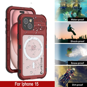 Coque étanche en aluminium pour iPhone 16 Metal Extreme 2.0 Series IP68 avec protection d'écran intégrée [rouge-noir]