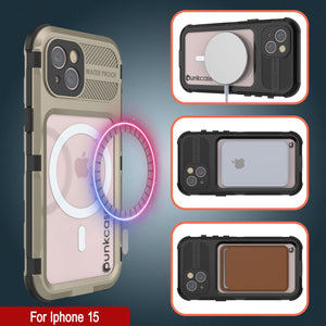 Coque étanche en aluminium pour iPhone 16 Metal Extreme 2.0 Series IP68 avec protection d'écran intégrée [Or]