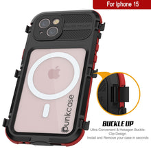 Load image into Gallery viewer, Coque étanche en aluminium pour iPhone 16 Metal Extreme 2.0 Series IP68 avec protection d&#39;écran intégrée [noir-rouge]
