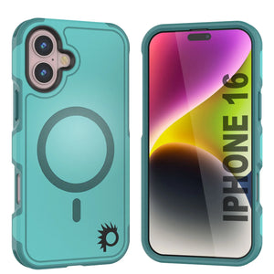 Coque PunkCase pour iPhone 16, [Série Spartan 2.0] Coque robuste et transparente avec protecteur d'écran intégré [Bleu]