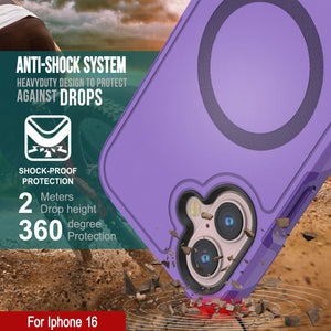 Coque PunkCase pour iPhone 16, [Série Spartan 2.0] Coque robuste et transparente avec protecteur d'écran intégré [violet]