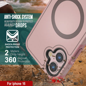 Coque PunkCase pour iPhone 16, [Série Spartan 2.0] Coque robuste et transparente avec protecteur d'écran intégré [rose]