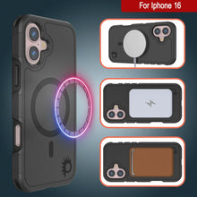 Load image into Gallery viewer, Coque PunkCase pour iPhone 16, [Série Spartan 2.0] Coque robuste et transparente avec protecteur d&#39;écran intégré [Noir]
