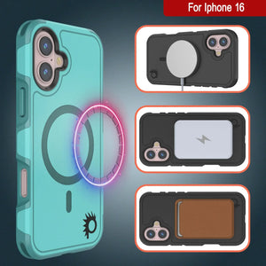 Coque PunkCase pour iPhone 16, [Série Spartan 2.0] Coque robuste et transparente avec protecteur d'écran intégré [Bleu]