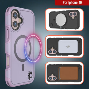 Coque PunkCase pour iPhone 16, [Série Spartan 2.0] Coque robuste et transparente avec protecteur d'écran intégré [lilas]