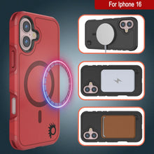 Charger l&#39;image dans la galerie, Coque PunkCase pour iPhone 16, [Série Spartan 2.0] Coque robuste et transparente avec protecteur d&#39;écran intégré [rouge]
