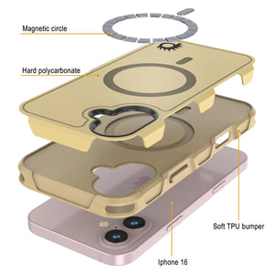 Coque PunkCase pour iPhone 16, [Série Spartan 2.0] Coque robuste et transparente avec protecteur d'écran intégré [jaune]