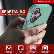 Charger l&#39;image dans la galerie, Coque PunkCase pour iPhone 16, [Série Spartan 2.0] Coque robuste et transparente avec protecteur d&#39;écran intégré [bleu sarcelle]
