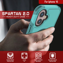 Charger l&#39;image dans la galerie, Coque PunkCase pour iPhone 16, [Série Spartan 2.0] Coque robuste et transparente avec protecteur d&#39;écran intégré [Bleu]
