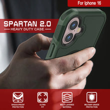 Charger l&#39;image dans la galerie, Coque PunkCase pour iPhone 16, [Série Spartan 2.0] Coque robuste et transparente avec protecteur d&#39;écran intégré [vert foncé]
