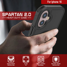 Load image into Gallery viewer, Coque PunkCase pour iPhone 16, [Série Spartan 2.0] Coque robuste et transparente avec protecteur d&#39;écran intégré [Noir]
