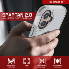 Charger l&#39;image dans la galerie, Coque PunkCase pour iPhone 16, [Série Spartan 2.0] Coque robuste et transparente avec protecteur d&#39;écran intégré [blanc]
